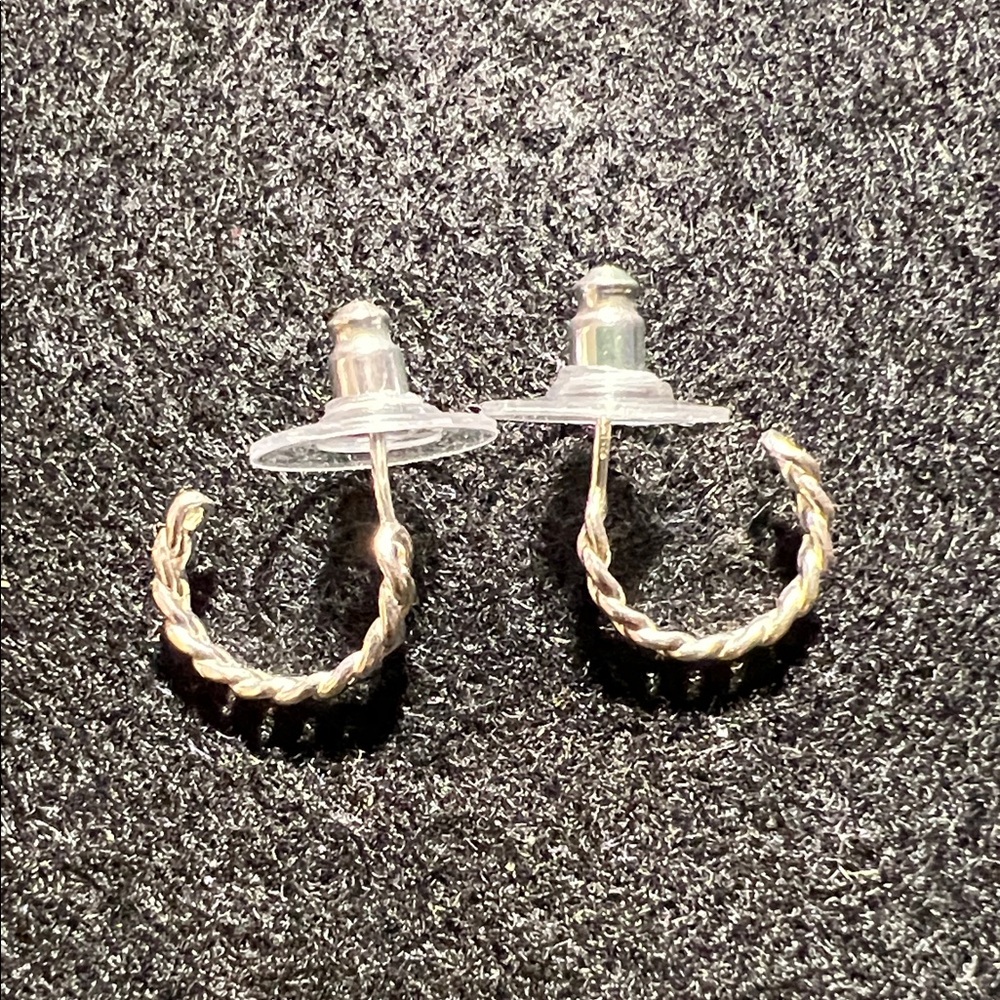 Elegant 925 Silver Twisted Hoop Earrings